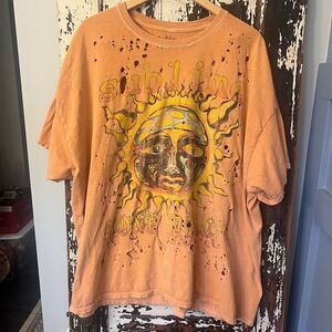 Sublime distressed oversized Bright Orange Casual Tee. Unisex. Size L/XL